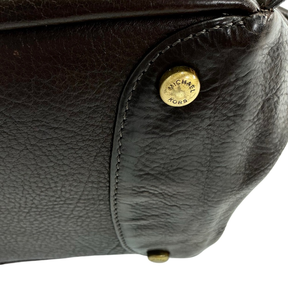 VTG Michael Kors Studded Leather Hobo Dark Brown Bag Gold Hardware Italy Made‎ - Picture 11 of 16